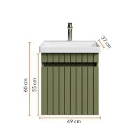 Meuble-lavabo COSMIA 50 cm avec porte, vert menthe mat