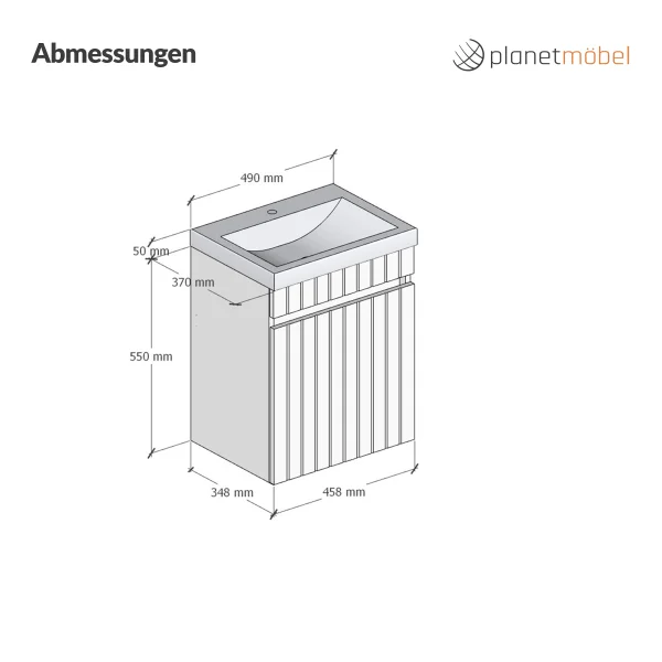Meuble-lavabo COSMIA 50 cm avec porte, blanc mat