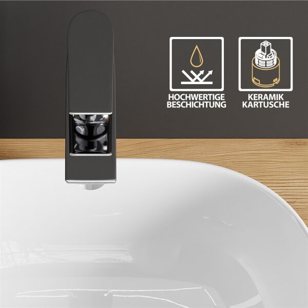 Single lever mixer faucet for sink - chrome, 17 cm height