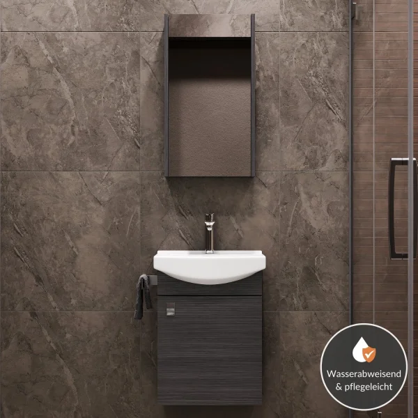 Badmöbel-Set mit Spiegelschrank 45cm (Anthrazit)