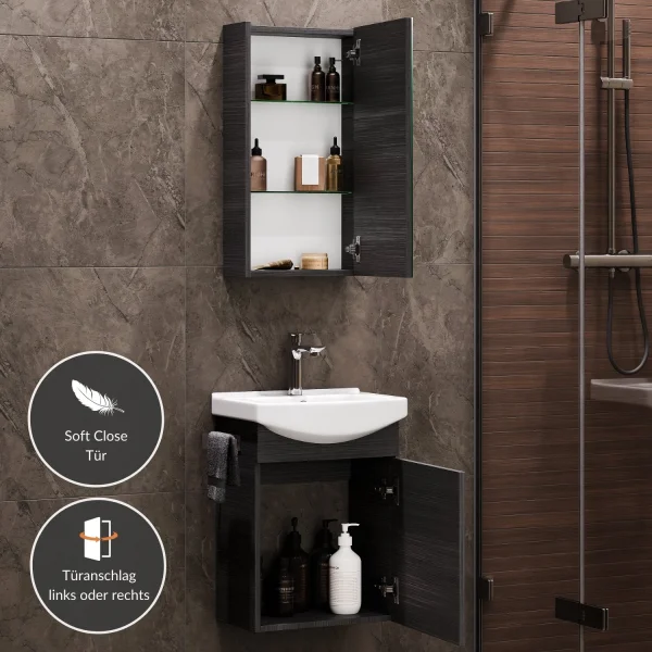 Badmöbel-Set mit Spiegelschrank 45cm (Anthrazit)