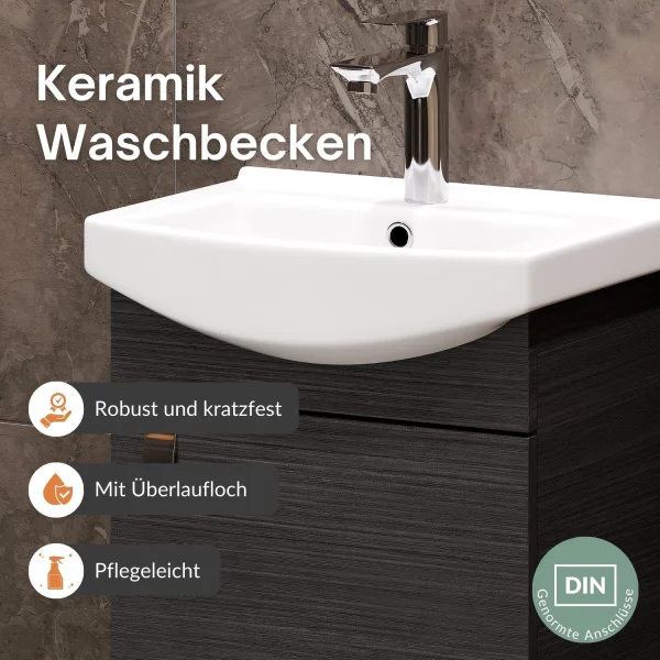 Badmöbel-Set mit Spiegelschrank 45cm (Anthrazit)
