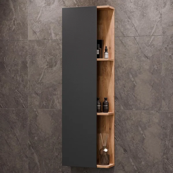 Meuble sous-vasque Astra 60 cm chêne doré / anthracite avec meuble latéral chêne doré / anthracite