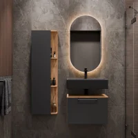 Meuble sous-lavabo Astra 60 cm, chêne doré /...