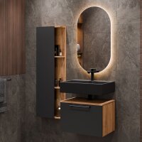 Waschtischunterschrank Astra 60 cm gold eiche / anthrazit...