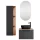 Mobile sottolavabo Astra 60 cm in rovere dorato / antracite con lavabo da appoggio nero, specchio (con LED) e mobile laterale in rovere dorato / antracite