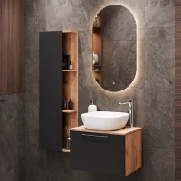 Meuble sous-lavabo Astra 60 cm, chêne doré /...