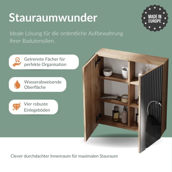 Spiegelschrank Merkur ohne Leuchte - gold eiche, 60 cm