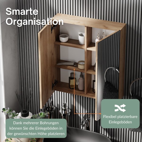 Spiegelschrank Merkur ohne Leuchte - gold eiche, 60 cm