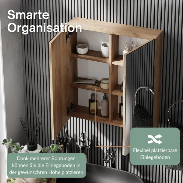 Spiegelschrank Merkur ohne Leuchte - gold eiche, 60 cm