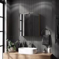 Spiegelschrank Merkur, gold eiche, 60 cm, mit LED-Leuchte...