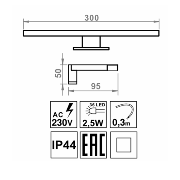 Spiegelschrank Merkur, gold eiche, 60 cm, mit LED-Leuchte in schwarz