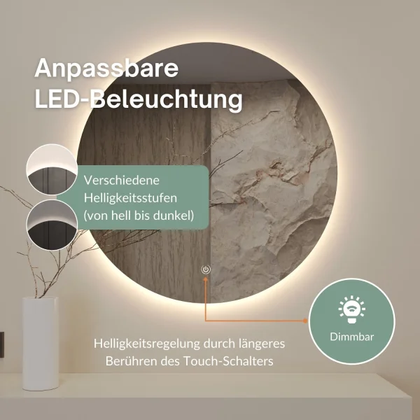 Spiegel NOVA rund 60 - 100 cm mit LED Beleuchtung