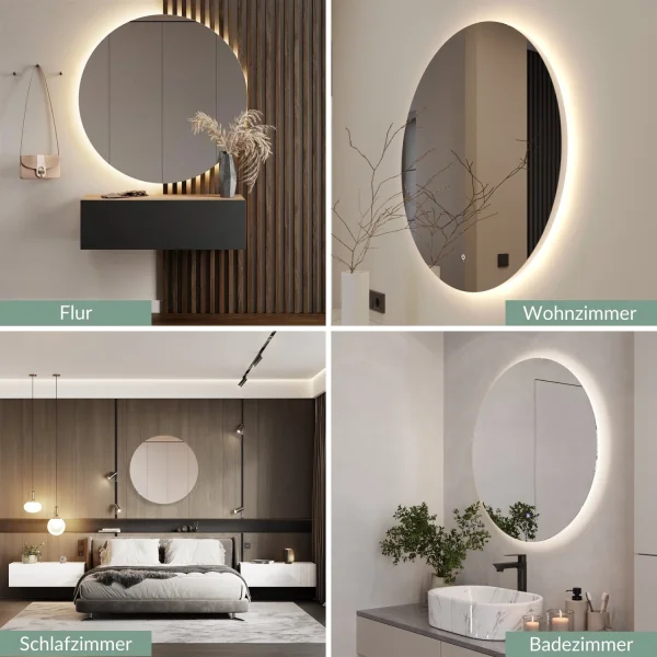 Spiegel NOVA rund 60 - 100 cm mit LED Beleuchtung