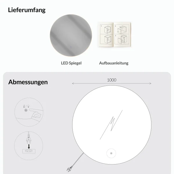 Spiegel NOVA rund 100 cm mit LED Beleuchtung