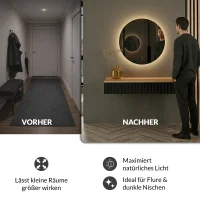 NOVA Round Mirror, approx. 60 cm, with LED lighting