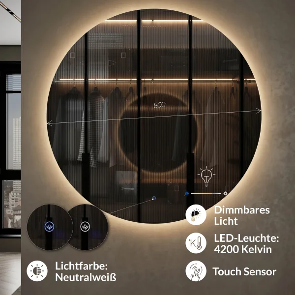 Mirror NOVA round 80 cm with LED
