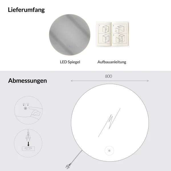 Mirror NOVA round 80 cm with LED