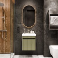 Waschtisch 50cm mit Schublade mintgrün matt mit LED...