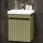 Lavabo COSMIA de 50 cm con cajón en verde menta mate y grifería cromada