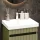 Lavabo COSMIA de 50 cm con cajón en verde menta mate y grifería cromada