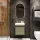 Lavabo COSMIA de 50 cm con cajón en verde menta mate, con espejo LED y grifería cromada
