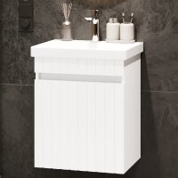 Waschtisch 50cm mit Schublade weiß matt mit LED...