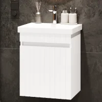 COSMIA 50 cm Vanity with Drawer, Matte White, with Chrome...