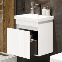 Lavabo COSMIA de 50 cm con cajón en blanco mate y...