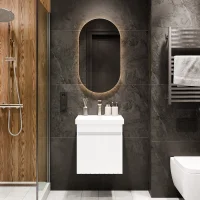 Lavabo COSMIA de 50 cm con cajón, blanco mate, con...