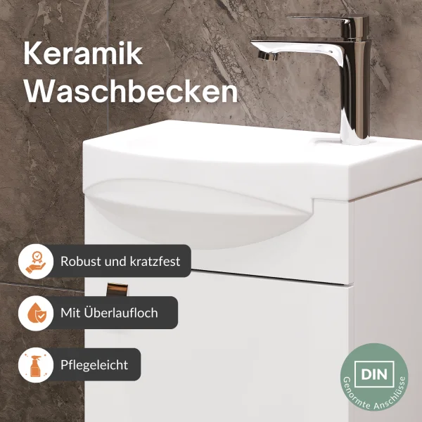 Badmöbel-Set mit Spiegel 40cm weiß