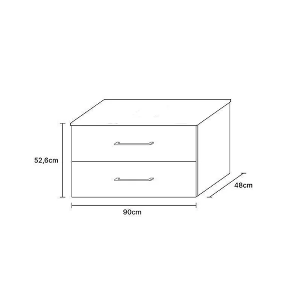 Meuble sous-lavabo LUX 90 cm, chêne doré / anthracite, avec lavabo encastré blanc et 2 meubles de rangement de taille moyenne, chêne doré / anthracite