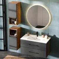 Mueble bajo lavabo LUX de 90 cm en roble dorado /...