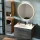 Meuble sous-lavabo LUX 90 cm, chêne doré / anthracite, avec lavabo encastré blanc et 2 meubles de rangement de taille moyenne, chêne doré / anthracite