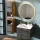 Meuble sous-lavabo LUX 70 cm, chêne doré / anthracite, avec lavabo encastré blanc, miroir (avec LED) et 2 meubles de rangement de taille moyenne, chêne doré / anthracite
