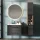 Mobile sottolavabo LUX 70 cm in rovere dorato / antracite con lavabo da incasso bianco, specchio (con LED) e mobile alto in rovere dorato / antracite
