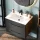 Mobile sottolavabo LUX 70 cm in rovere dorato / antracite con lavabo da incasso bianco, specchio (con LED) e mobile alto in rovere dorato / antracite