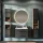Mobile sottolavabo LUX 70 cm rovere dorato / antracite con lavabo da incasso bianco, specchio (con LED), 2 mobili medi e 1 mobile alto rovere dorato / antracite