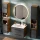 Mobile sottolavabo LUX 70 cm rovere dorato / antracite con lavabo da incasso bianco, specchio (con LED), 2 mobili medi e 1 mobile alto rovere dorato / antracite