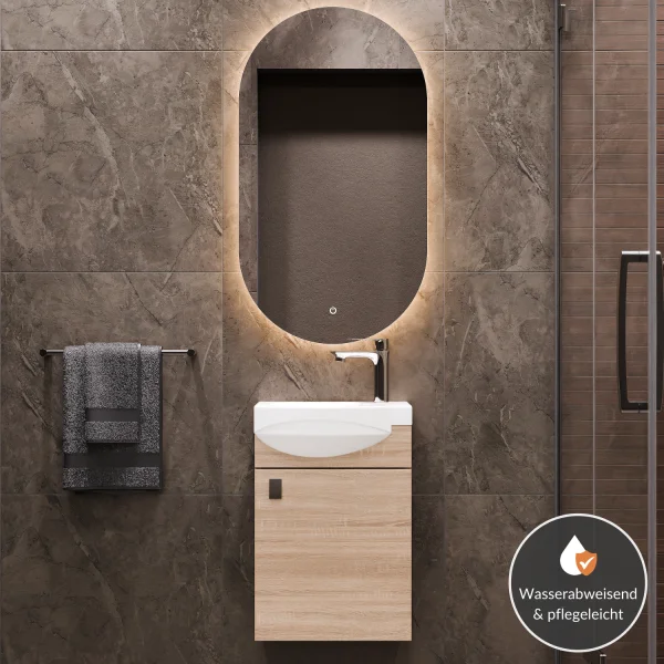 Badmöbel-Set mit Spiegel 40cm Sonoma Eiche