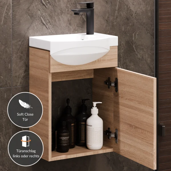 Badmöbel-Set mit Spiegel 40cm Sonoma Eiche