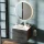Mobile sottolavabo LUX 70 cm rovere dorato / antracite con lavabo da incasso bianco e specchio (con LED)