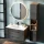 Mobile sottolavabo LUX 90 cm in rovere dorato / antracite con lavabo da incasso bianco e mobile alto in rovere dorato / antracite