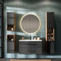 Waschbeckenunterschank LUX 90 cm gold eiche / anthrazit...