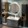 Waschbeckenunterschank LUX 90 cm gold eiche / anthrazit mit Einsatzwaschbecken weiß, 2x Midischrank und 1x Hochschrank gold eiche / anthrazit