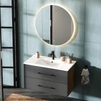 Waschbeckenunterschank LUX 90 cm gold eiche / anthrazit...