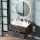 Meuble sous-lavabo LUX 90 cm, chêne doré / anthracite, avec lavabo encastré blanc