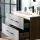 Meuble sous-lavabo LUX 90 cm, chêne doré / anthracite, avec lavabo encastré blanc