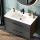 Meuble sous-lavabo LUX 90 cm, chêne doré / anthracite, avec lavabo encastré blanc