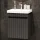 Meuble sous-vasque COSMIA 50 cm avec porte, anthracite mat, avec miroir à LED + robinetterie dorée brossée